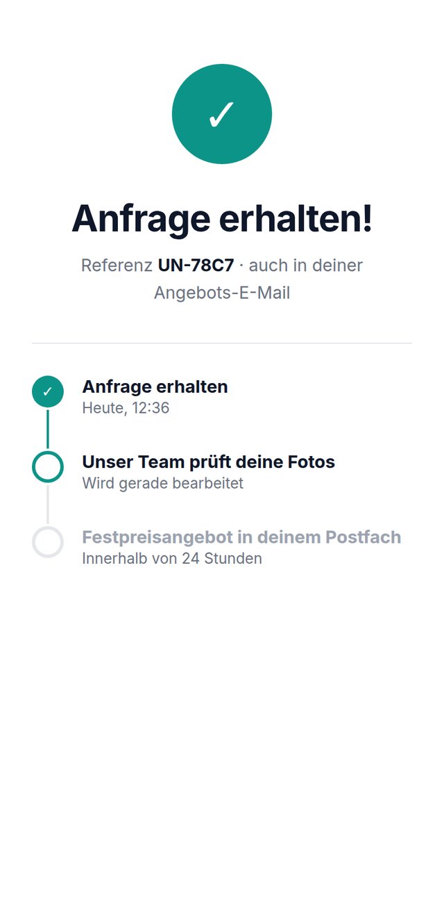 Bestätigung: Anfrage erhalten